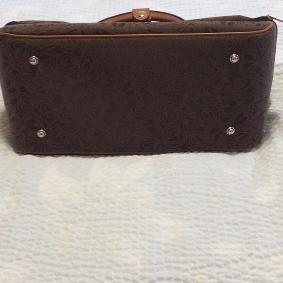 NWT Diane Von Furstenberg Brown Luggage Weekender Suitcase Travel Bag - Picture 3 of 16